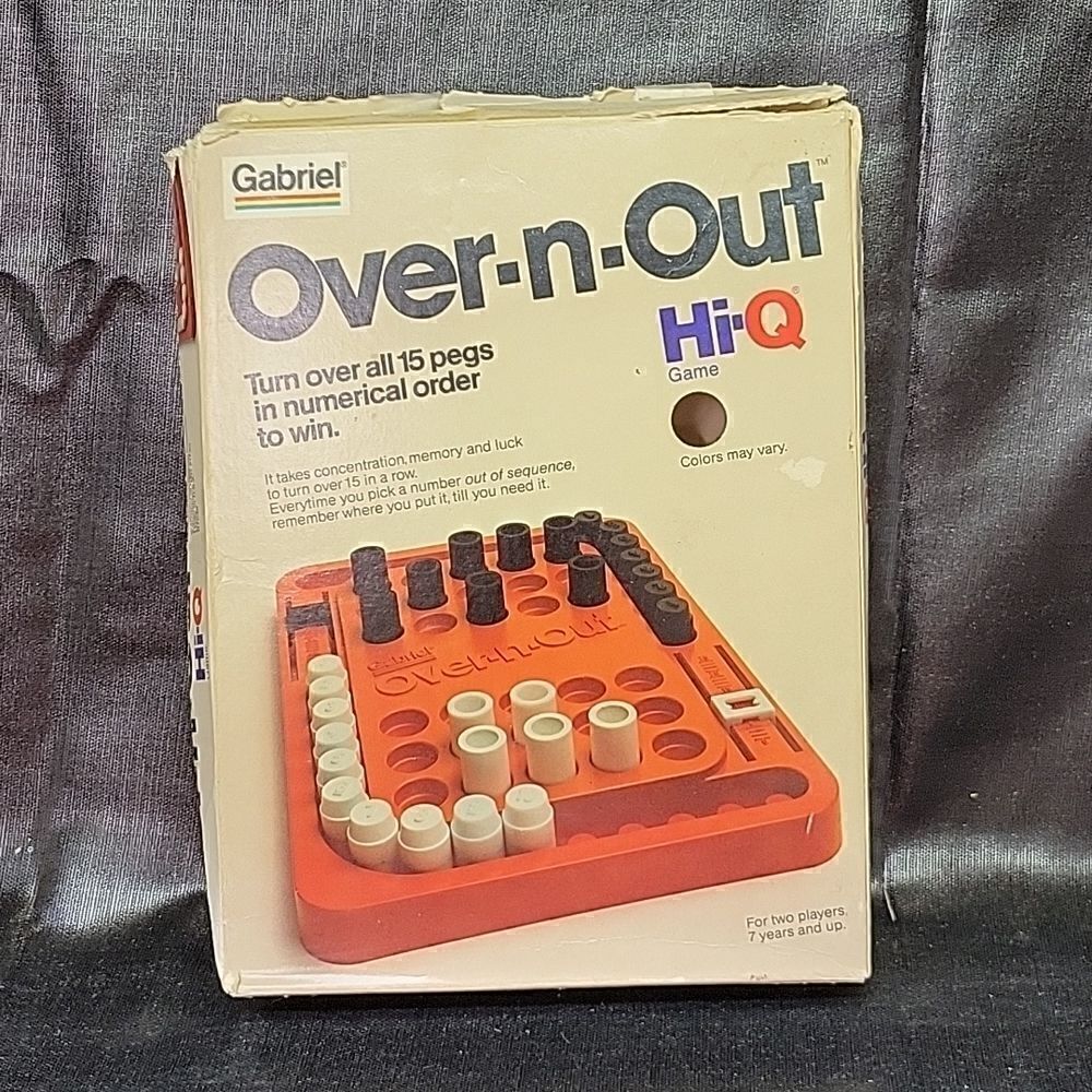 Vintage 1980 Over-n-Out Hi-Q Strategy Board Gabriel Game Complete